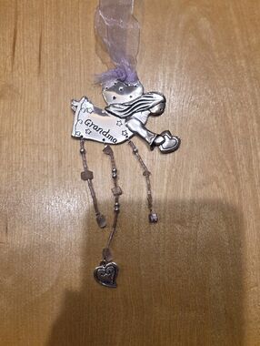 New Grandma Angel Hanging Ornament - Silver with Lavender Ribbon